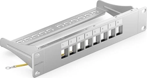 deleyCON Patchpanel für Keystone Module 10", 1HE, 8-Port, 10", 1HE, grau