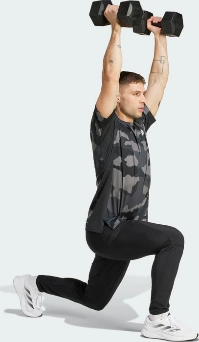 adidas Train Essentials Camo Allover Print Funktionsshirt kurzarm schwarz (Herren)