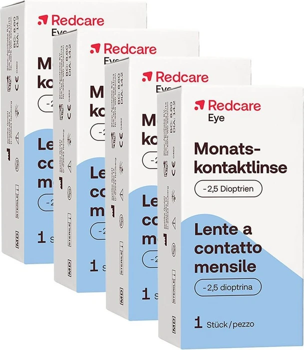 Redcare Monatskontaktlinse, -2.50 Dioptrien, 4 Stück