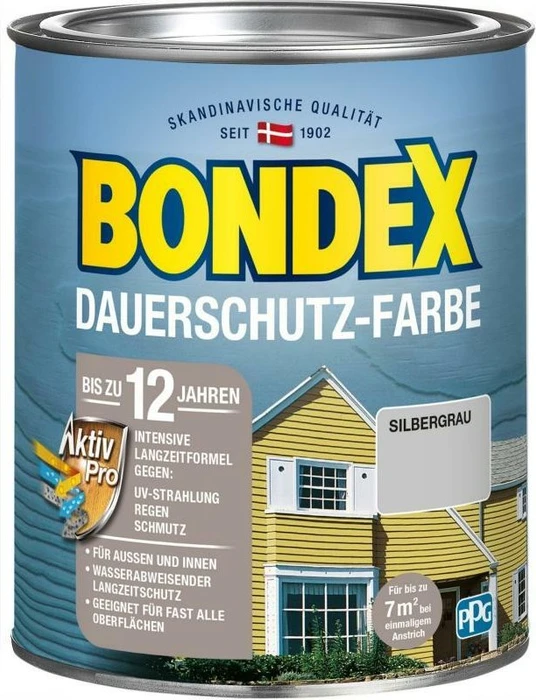 Bondex Dauerschutz-Farbe silbergrau, 750ml