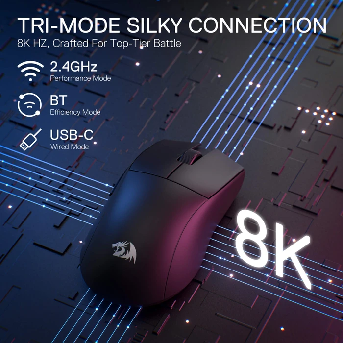 Redragon M916 K1NG Ultra 8K Wireless Gaming Mouse schwarz, USB/Bluetooth