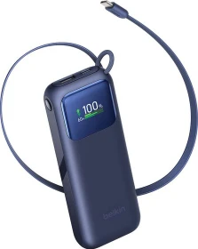 Belkin UltraCharge Powerbank 11K mit einziehbarem Kabel blau