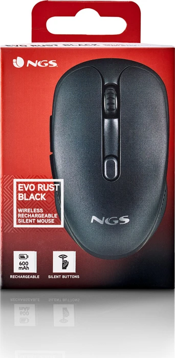 NGS Evo Rust Black Wireless Rechargeable Silent Mouse schwarz, USB