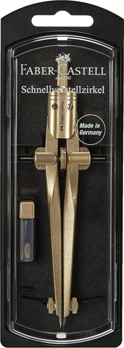 Faber-Castell Stream 2020 Schnellverstellzirkel, gold, Klarsichtetui