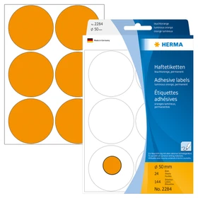 Herma Markierungspunkte 50mm, leuchtorange, 24 Blatt