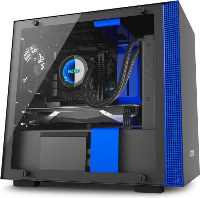 NZXT H200i schwarz/blau, Glasfenster, Mini-ITX