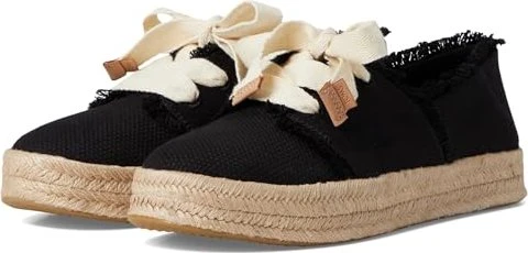 TOMS Carolina Lace-Up Espadrille black beachside woven with fray (Damen)