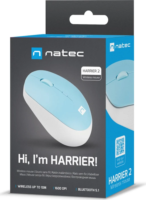 Natec Harrier 2 Wireless Mouse weiß/blau, Bluetooth