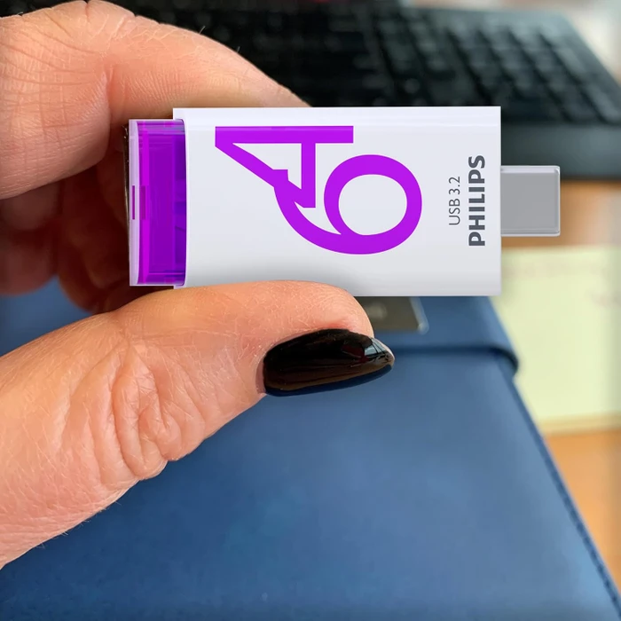 Philips Flash Drive Click Edition 64GB weiß/violett, USB-C, USB 3.2 Gen 1×1