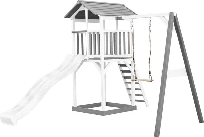 Axi Spielturm Beach Tower mit Schaukel und Rutsche grau/weiß