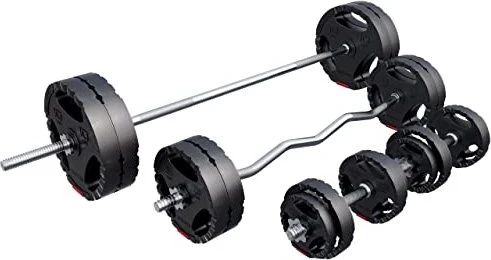 Gorilla Sports Hantelstangen Kunststoff Gripper Sternverschluss Set 100kg