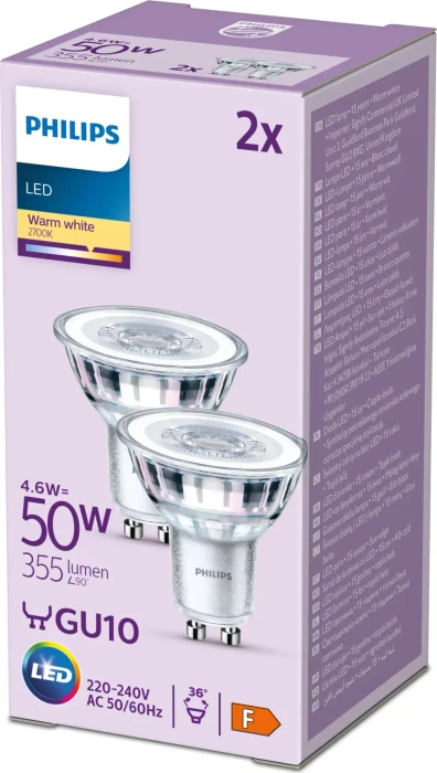 Philips Classic LED Reflektor GU10 4.6W/827, 2 Stück