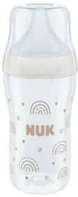 NUK Perfect Match Trinkflasche mit weichem Silikon-Trinksauger, 3+M, 260ml, weiß