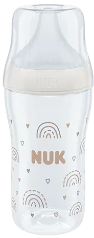 NUK Perfect Match Trinkflasche mit weichem Silikon-Trinksauger, 3+M, 260ml, weiß