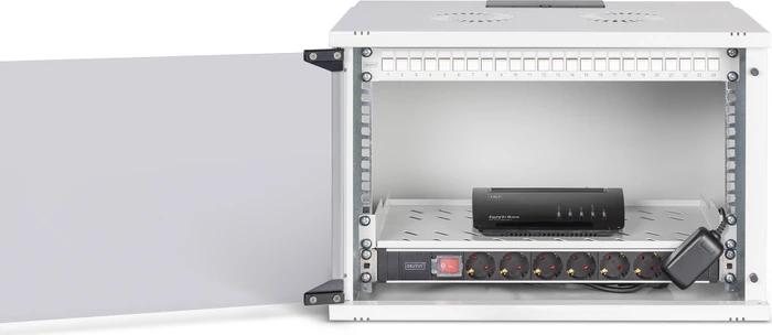 Digitus Professional SoHo Pro Line 19" Wandgehäuse SET 7HE, unmontiert, Sicherheitsglastür, IP20, RAL 7035, 400mm tief