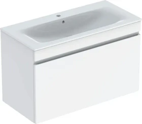 Geberit Renova Plan Set Möbelwaschtisch/Unterschrank 100cm, weiß/lackiert hochglanz/KeraTect