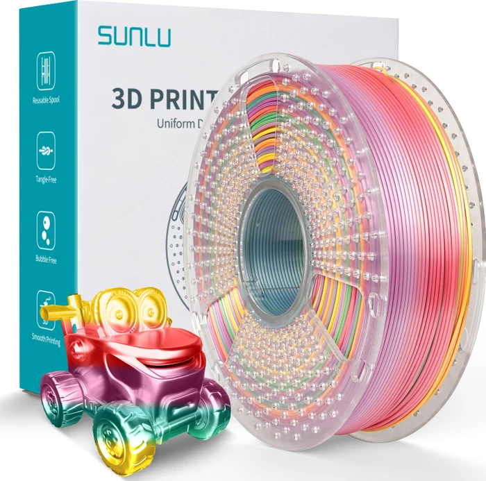 Sunlu Silk PLA+, Rainbow Filament "01", Spule, 1.75mm, 1.00kg