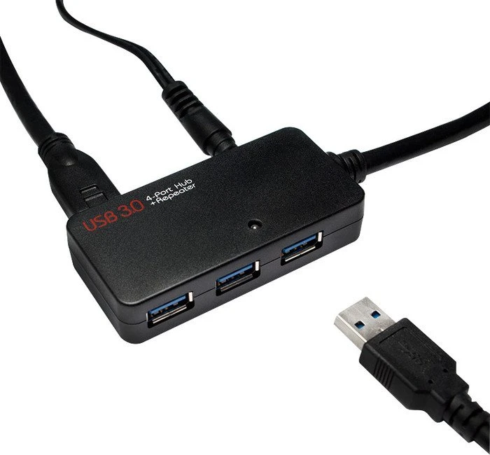LogiLink USB 3.0 Aktiv-Verlängerung A/A 4-port USB 3.0 Hub, 10m