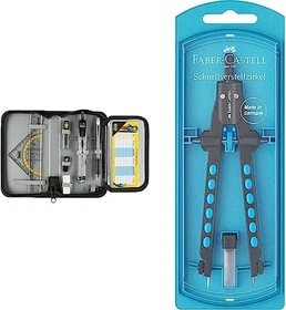 Idena Zirkel-Set im Etui 11-teilig, silber, Etui