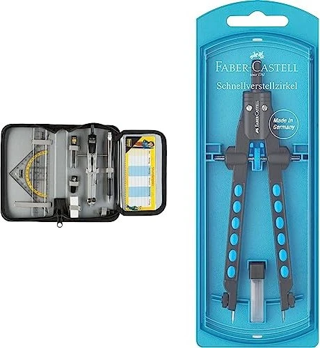 Idena Zirkel-Set im Etui 11-teilig, silber, Etui
