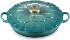 Le Creuset Gourmet-Profitopf Bräter Blume aus Gusseisen rund 26cm 2.2l bleu riviera
