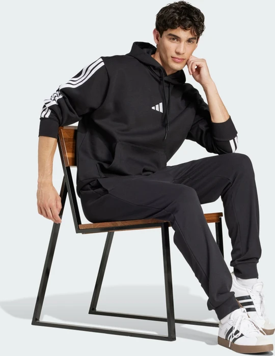 adidas Essentials Feel Cozy French Terry Trainingshose lang schwarz/weiß (Herren)
