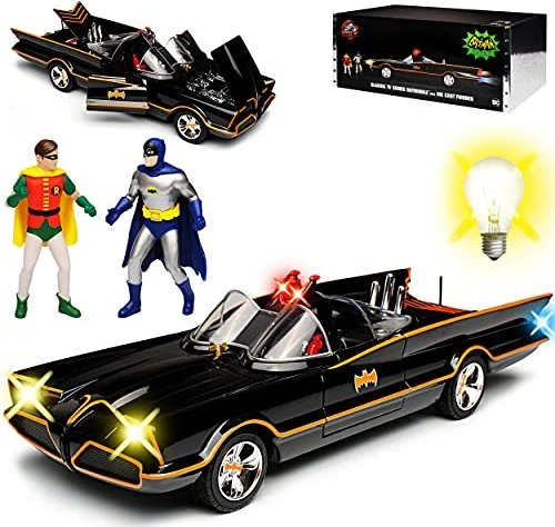 Jada Toys Hollywood Rides - Batmobile with Batman & Robin Classic TV Series