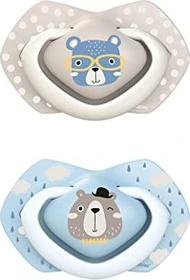 Canpol Babies Bonjour Paris Light touch Schnuller, 0-6M, Silikon, blau/beige, 2 Stück
