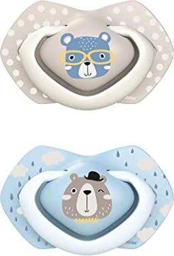 Canpol Babies Bonjour Paris Light touch Schnuller, 0-6M, Silikon, blau/beige, 2 Stück