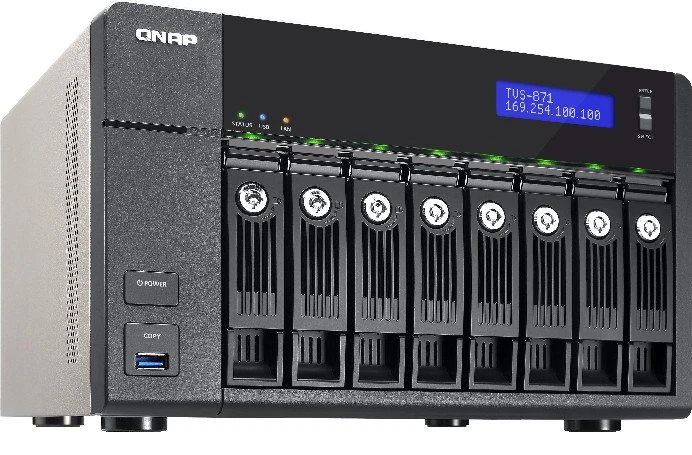 QNAP TVS-871-i5-8G, 8GB RAM, 4x RJ-45 1000Base-T, 3x USB-A 3.0