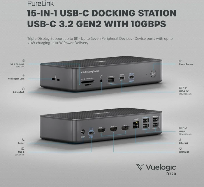 PureLink Vuelogic 15-in-1 USB-C Docking Station, USB-C 3.1 [Buchse]