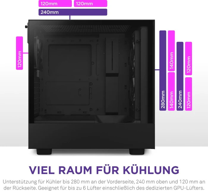 NZXT H5 Flow RGB, schwarz, Glasfenster