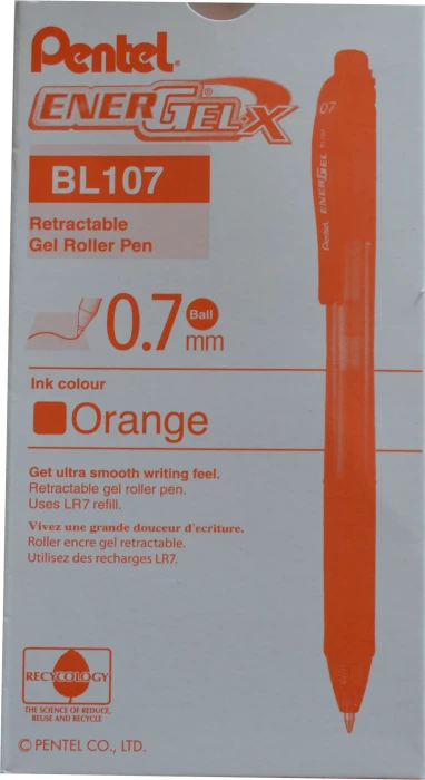 Pentel EnerGel X BL107 0.7mm/0.35mm Gelroller orange/transparent, 12er-Pack