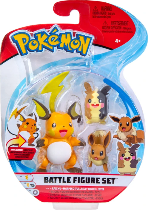 Jazwares Pokémon - Battle Figur Set Evoli, Morpeko, Raichu