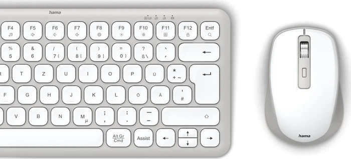 Hama WKM-500 Multi-Device-Tastatur-Maus-Set, klein, weiß, USB/Bluetooth, DE