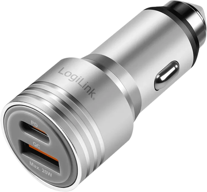 LogiLink Dual-USB Kfz-Ladeadapter 20W silber