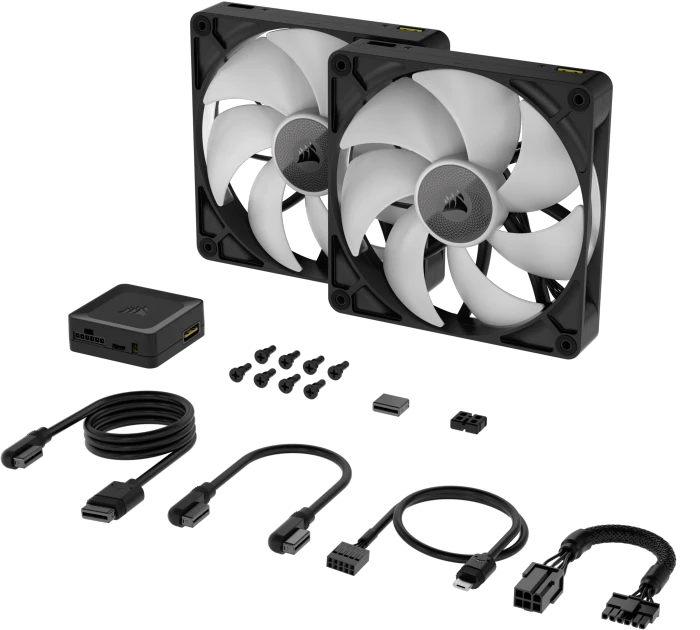 Corsair iCUE LINK RX140 RGB Starter Kit, schwarz, LED-Steuerung, 140mm, 2er-Pack