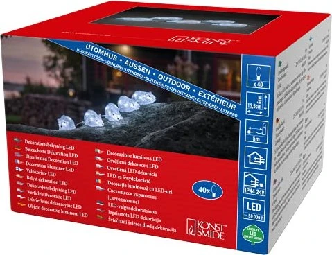 Konstsmide Acryl Lichterkette Mäuse LED 40x weiß
