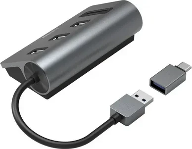 Hama USB-Hub mit Kartenleser, USB-A/USB-C 3.0 [Stecker]