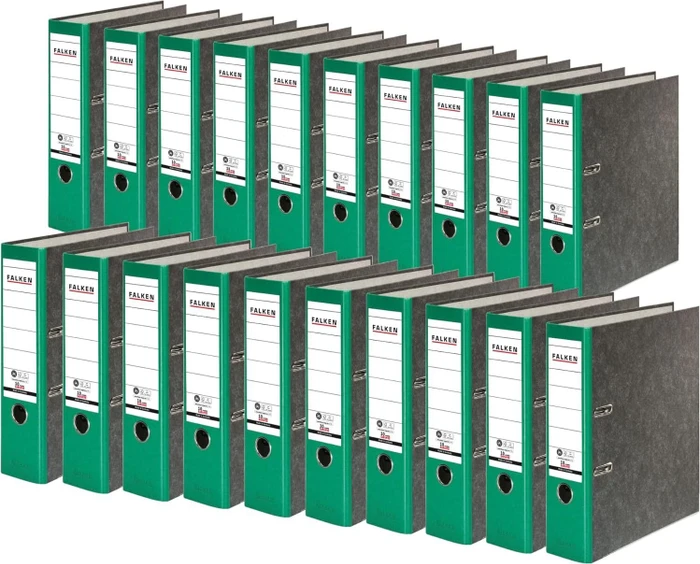 Falken Wolkenmarmor Ordner 2-Ring Recycling, 80mm, A4, grün, 20er-Pack