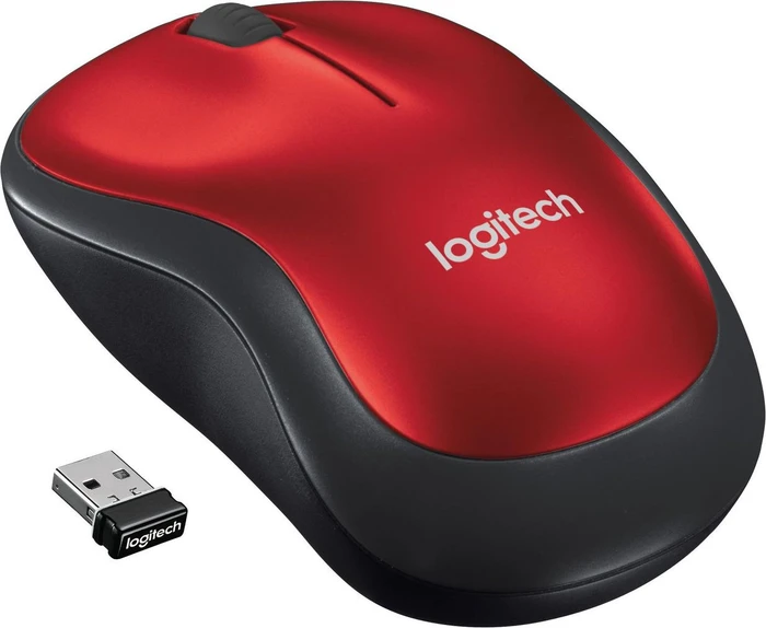Logitech M185 Wireless Mouse rot/schwarz, USB