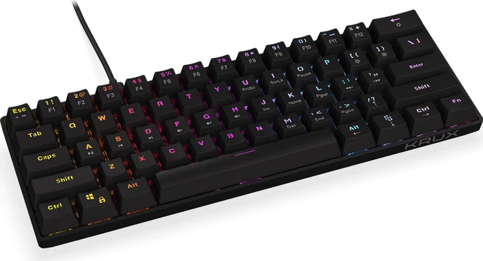 Krux Qara 60%, schwarz, LEDs RGB, Outemu Red, USB, US