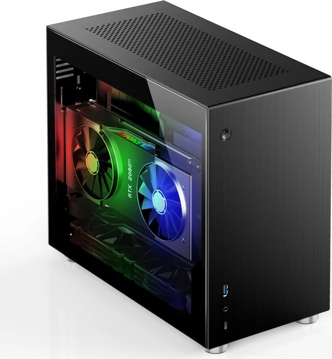 Jonsbo V10, schwarz, Glasfenster, Mini-ITX