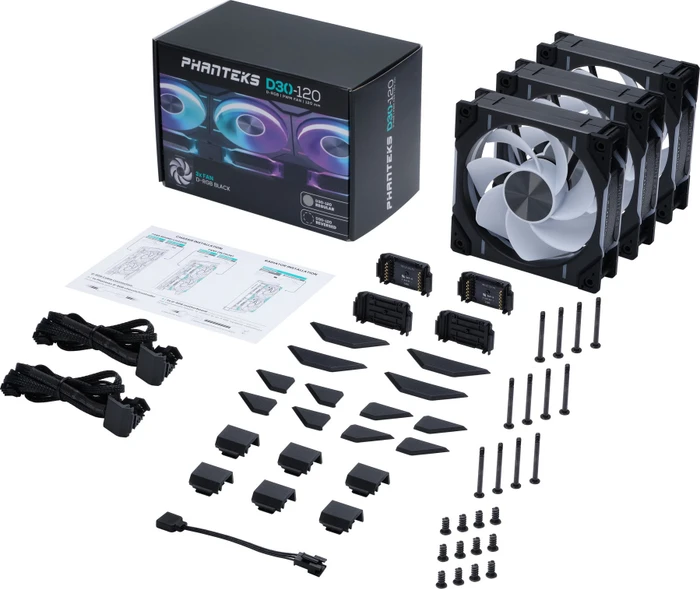 Phanteks D30-120 D-RGB Reverse, schwarz, 120mm, 3er-Pack