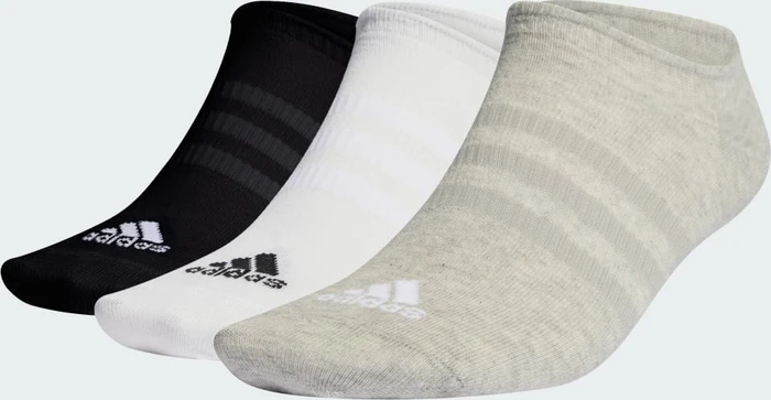 adidas Thin and Light No-Show Socken medium grey heather/white/black, 3 Paare