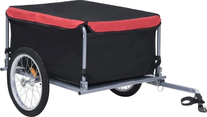 vidaXL 65kg Fahrradanhänger schwarz/rot