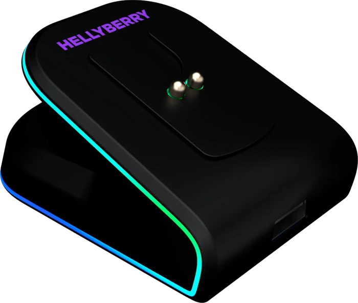 Hellyberry HM47 Pro Wireless Gaming Mouse mit Ladestation, schwarz/violett, USB/Bluetooth