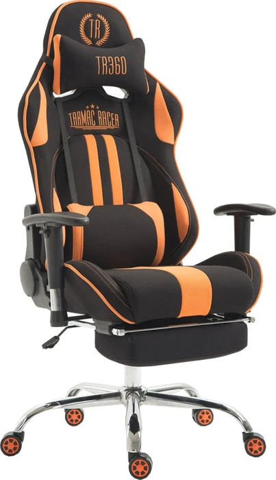 CLP Racing Limit Stoff Gamingstuhl mit Fußstütze, schwarz/orange