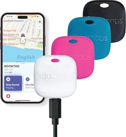 Boompods Tag Recharge schwarz/blau/weiß/pink, 4er-Pack