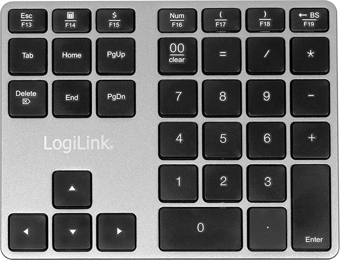 LogiLink Keypad Aluminium, Space Grey, Bluetooth